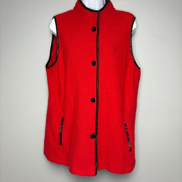 Chico's Jackets & Blazers - Chico's 100% Wool Old Money Lagenlook Red Vest Womens Sz 2 Large